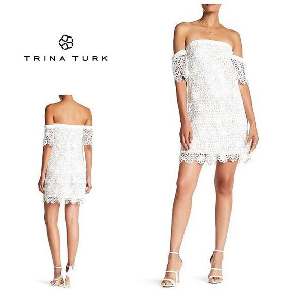 New. Trina Turk white lace dress. Regularly $298 - Picture 1 of 12